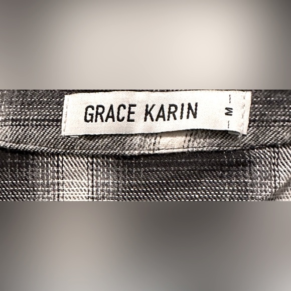 Grace Karin Women's Roll Up Sleeve Button Down Buffalo Plaid Shirt Dress w Belt - Picture 9 of 9